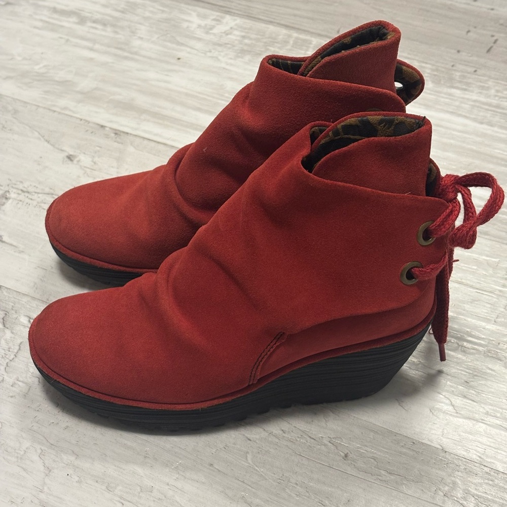 Fly London Women's Rust Red Suede Ankle Boots Size EU 38 - Picture 1 of 13